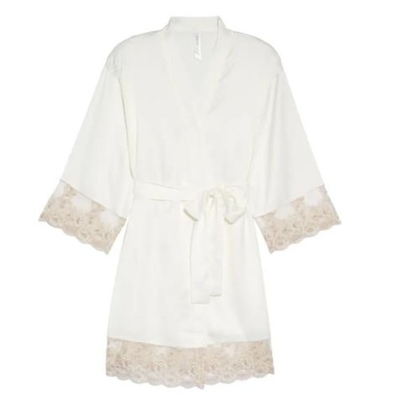 Flora Nikrooz - Rosa Charmeuse Robe Ivory M - Picture 2 of 6